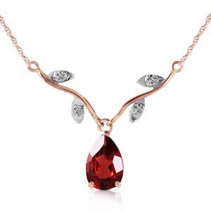 14K GOLD NECKLACE WITH NATURAL DIAMOND & GARNET